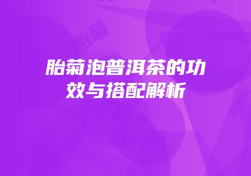 胎菊泡普洱茶的功效与搭配解析