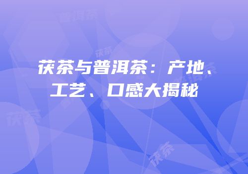 茯茶与普洱茶：产地、工艺、口感大揭秘