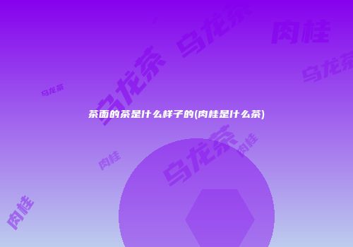 茶面的茶是什么样子的(肉桂是什么茶)