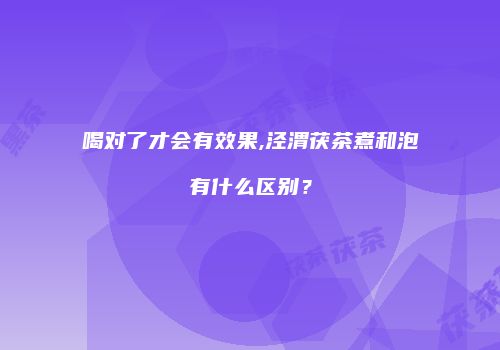 喝对了才会有效果,泾渭茯茶煮和泡有什么区别？