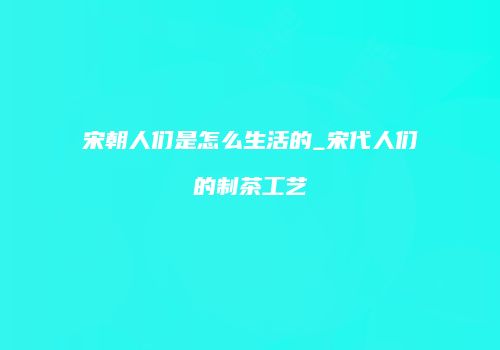 宋朝人们是怎么生活的_宋代人们的制茶工艺