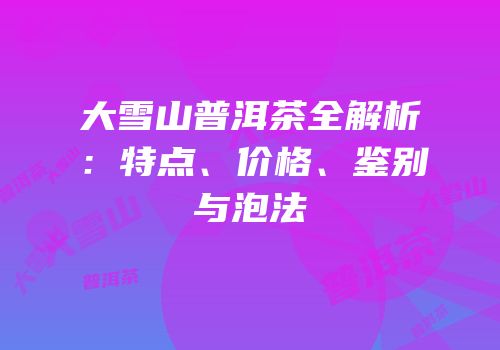 大雪山普洱茶全解析：特点、价格、鉴别与泡法