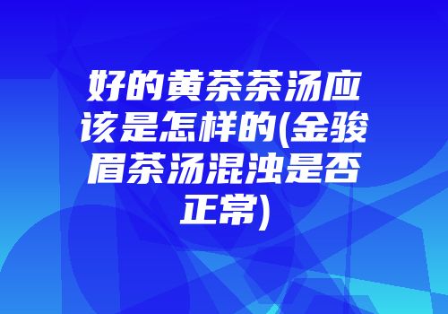 好的黄茶茶汤应该是怎样的(金骏眉茶汤混浊是否正常)