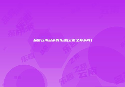 品尝云南名茶的乐趣(云南之邦茶叶)