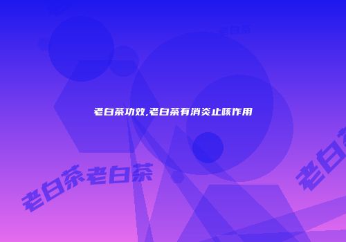 老白茶功效,老白茶有消炎止咳作用