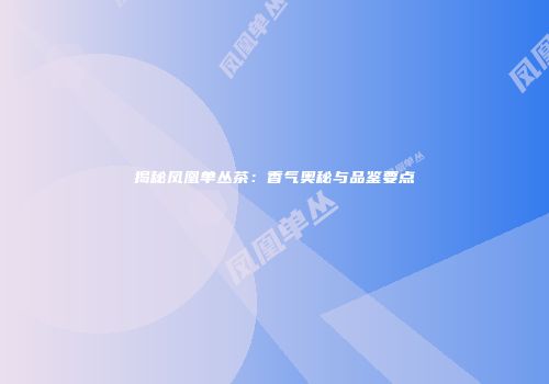 揭秘凤凰单丛茶：香气奥秘与品鉴要点