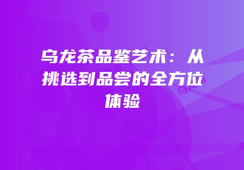 乌龙茶品鉴艺术：从挑选到品尝的全方位体验