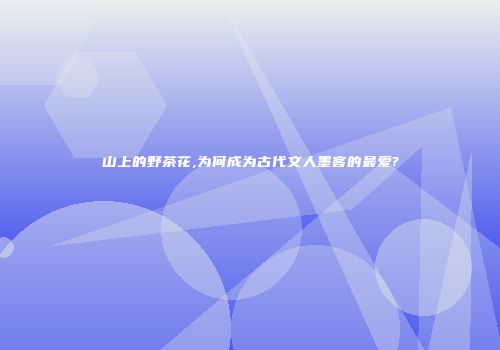 山上的野茶花,为何成为古代文人墨客的最爱?