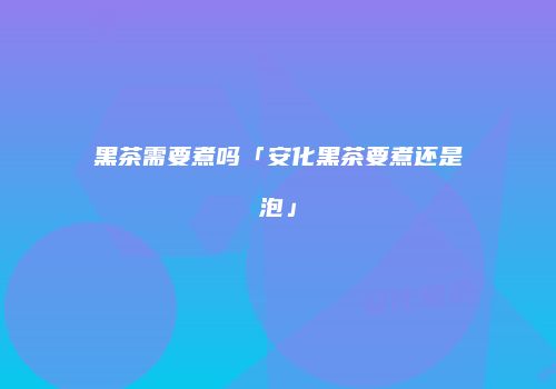 黑茶需要煮吗「安化黑茶要煮还是泡」