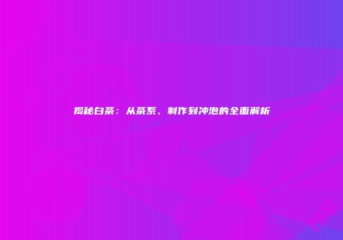 揭秘白茶：从茶系、制作到冲泡的全面解析