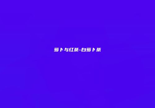 萝卜与红茶-白萝卜茶