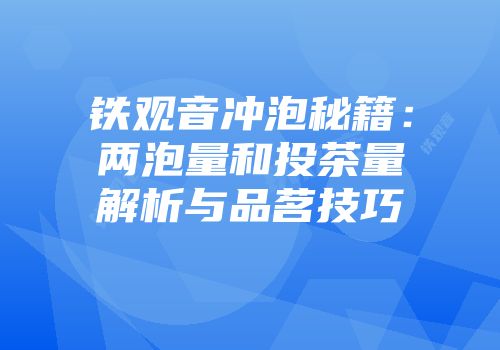 铁观音冲泡秘籍：两泡量和投茶量解析与品茗技巧