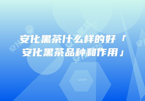 安化黑茶什么样的好「安化黑茶品种和作用」