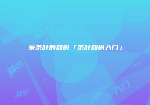 采茶叶的知识「茶叶知识入门」