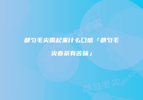 都匀毛尖喝起来什么口感「都匀毛尖春茶有苦味」