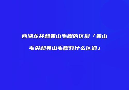 西湖龙井和黄山毛峰的区别「黄山毛尖和黄山毛峰有什么区别」
