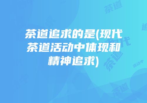茶道追求的是(现代茶道活动中体现和精神追求)