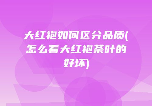 大红袍如何区分品质(怎么看大红袍茶叶的好坏)