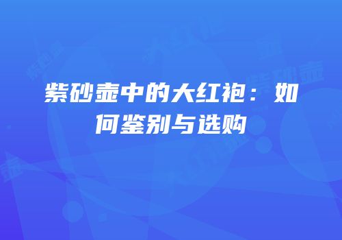 紫砂壶中的大红袍：如何鉴别与选购