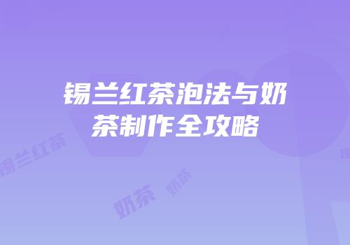 锡兰红茶泡法与奶茶制作全攻略