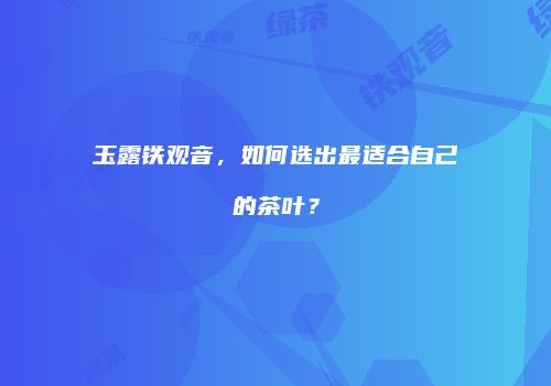 玉露铁观音，如何选出最适合自己的茶叶？