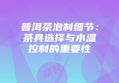 普洱茶泡制细节：茶具选择与水温控制的重要性