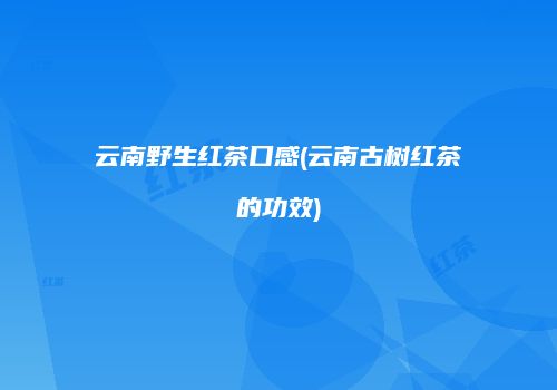 云南野生红茶口感(云南古树红茶的功效)