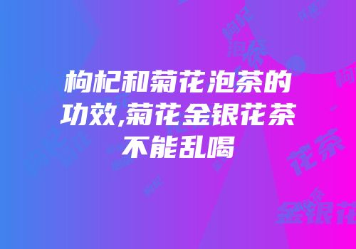 枸杞和菊花泡茶的功效,菊花金银花茶不能乱喝