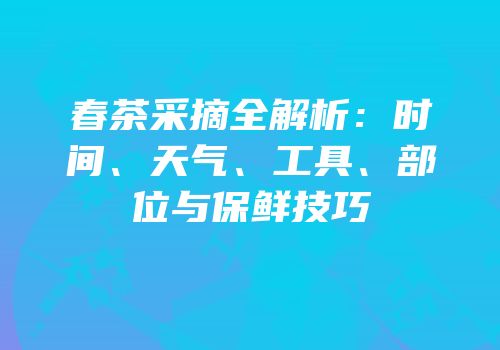 春茶采摘全解析：时间、天气、工具、部位与保鲜技巧