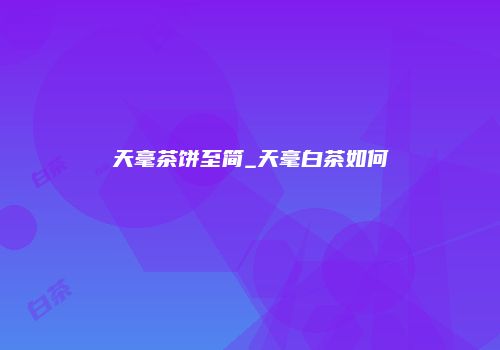 天毫茶饼至简_天毫白茶如何