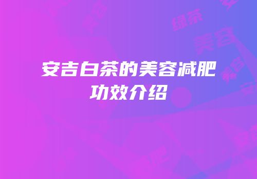 安吉白茶的美容减肥功效介绍