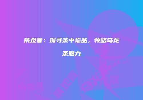 铁观音：探寻茶中珍品，领略乌龙茶魅力