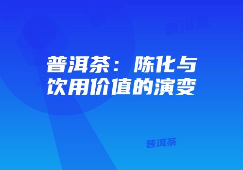 普洱茶：陈化与饮用价值的演变