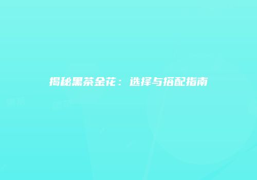 揭秘黑茶金花：选择与搭配指南