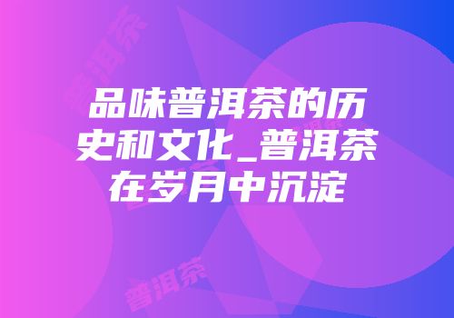 品味普洱茶的历史和文化_普洱茶在岁月中沉淀