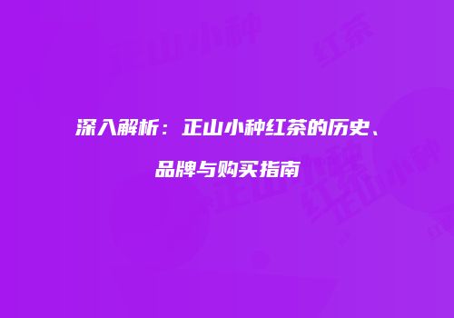 深入解析：正山小种红茶的历史、品牌与购买指南