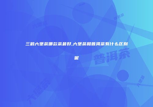 三鹤六堡茶哪款茶最好,六堡茶和普洱茶有什么区别呢