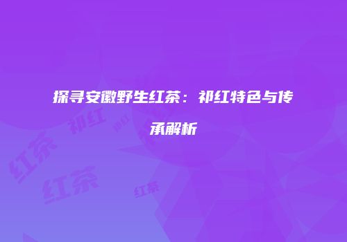 探寻安徽野生红茶：祁红特色与传承解析