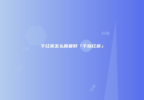 干红茶怎么喝最好「干坑红茶」
