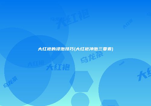 大红袍的浸泡技巧(大红袍冲泡三要素)