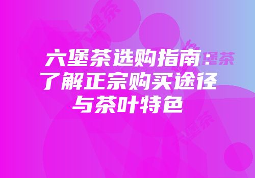 六堡茶选购指南：了解正宗购买途径与茶叶特色