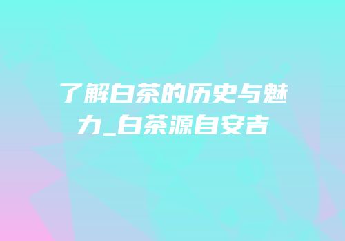 了解白茶的历史与魅力_白茶源自安吉