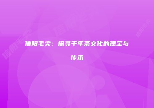信阳毛尖：探寻千年茶文化的瑰宝与传承