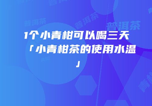 1个小青柑可以喝三天「小青柑茶的使用水温」