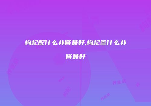 枸杞配什么补肾最好,枸杞参什么补肾最好