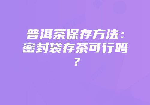 普洱茶保存方法：密封袋存茶可行吗？