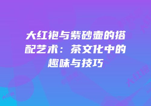 大红袍与紫砂壶的搭配艺术：茶文化中的趣味与技巧