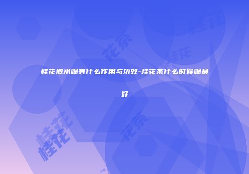 桂花泡水喝有什么作用与功效-桂花茶什么时候喝最好