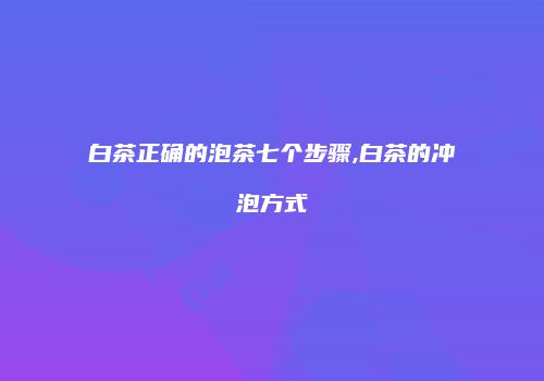 白茶正确的泡茶七个步骤,白茶的冲泡方式
