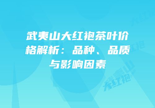 武夷山大红袍茶叶价格解析：品种、品质与影响因素